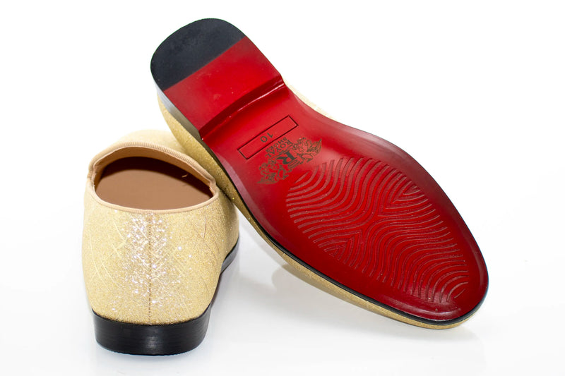 Gold Crosshatch Textured Dress Loafer