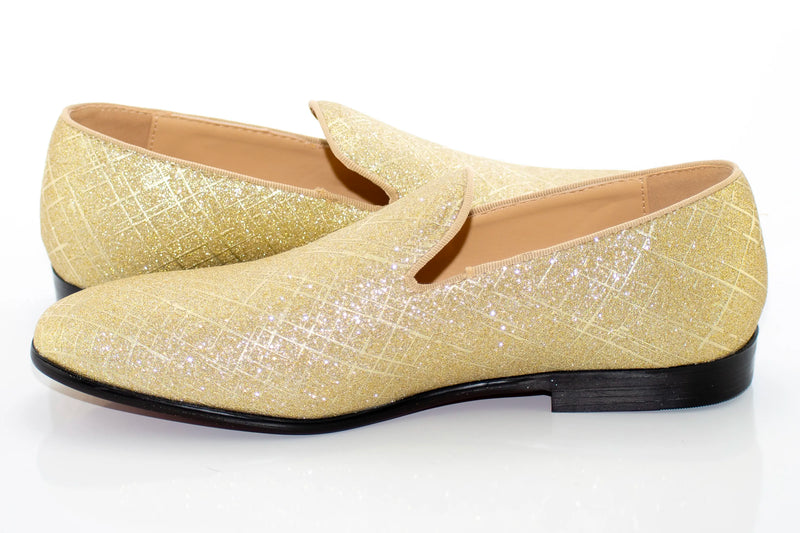 Gold Crosshatch Textured Dress Loafer