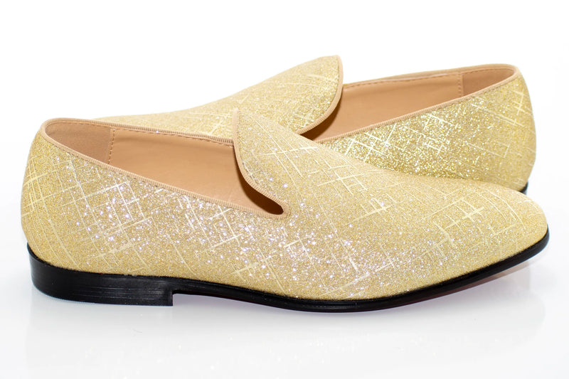 Gold Crosshatch Textured Dress Loafer