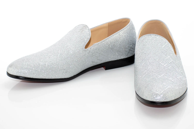 Silver Crosshatch Textured Dress Loafer