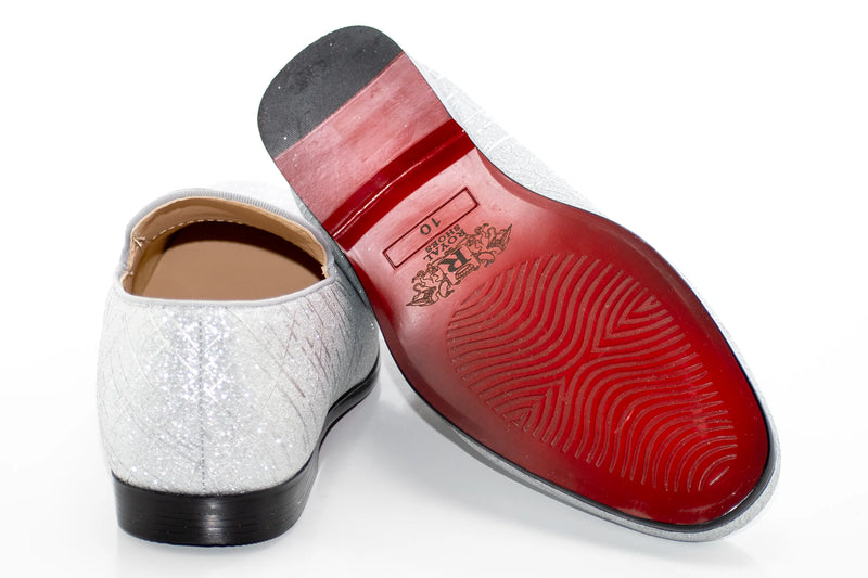 Silver Crosshatch Textured Dress Loafer