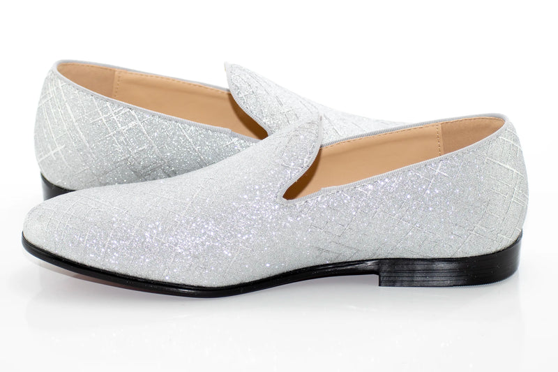 Silver Crosshatch Textured Dress Loafer