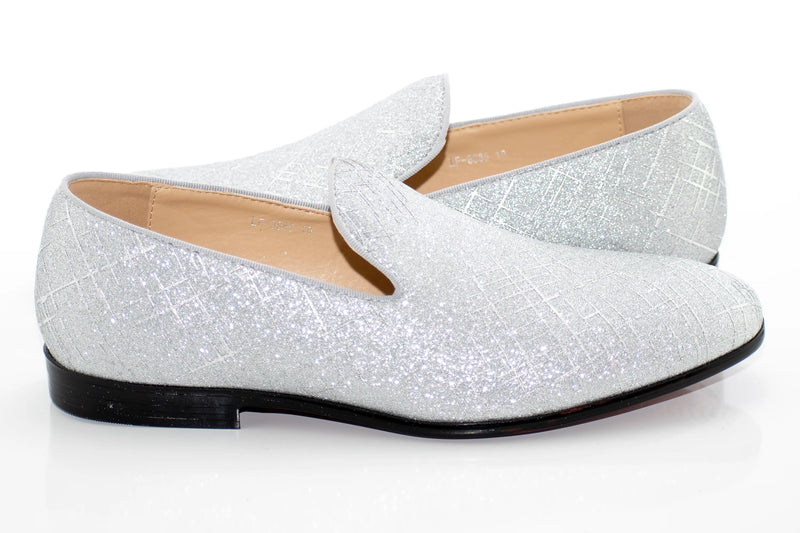 Silver Crosshatch Textured Dress Loafer