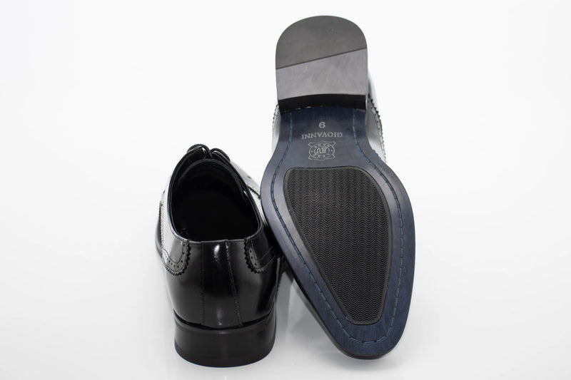 Black Brogue Wingtip Derby Dress Shoe