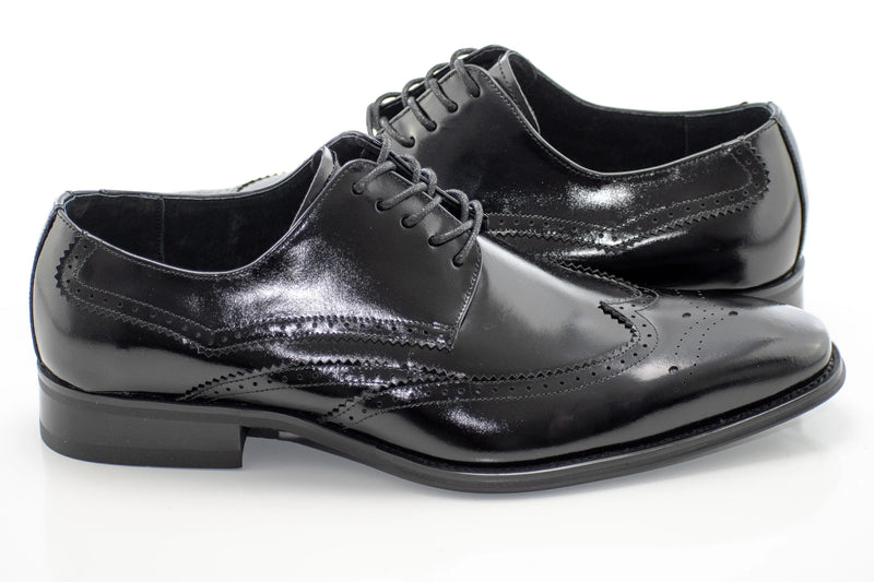 Black Brogue Wingtip Derby Dress Shoe