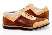 Men's Brown And Tan Leather Modern Dress Sneaker