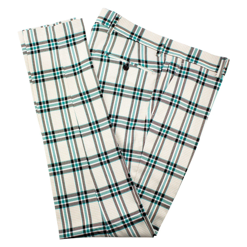 Green Glen Check Plaid Slim-Fit Dress Pants