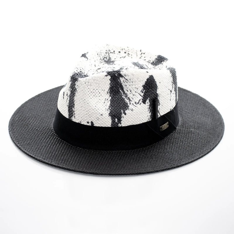 Hand-Dyed Flat Wide-Brim Straw Fedora