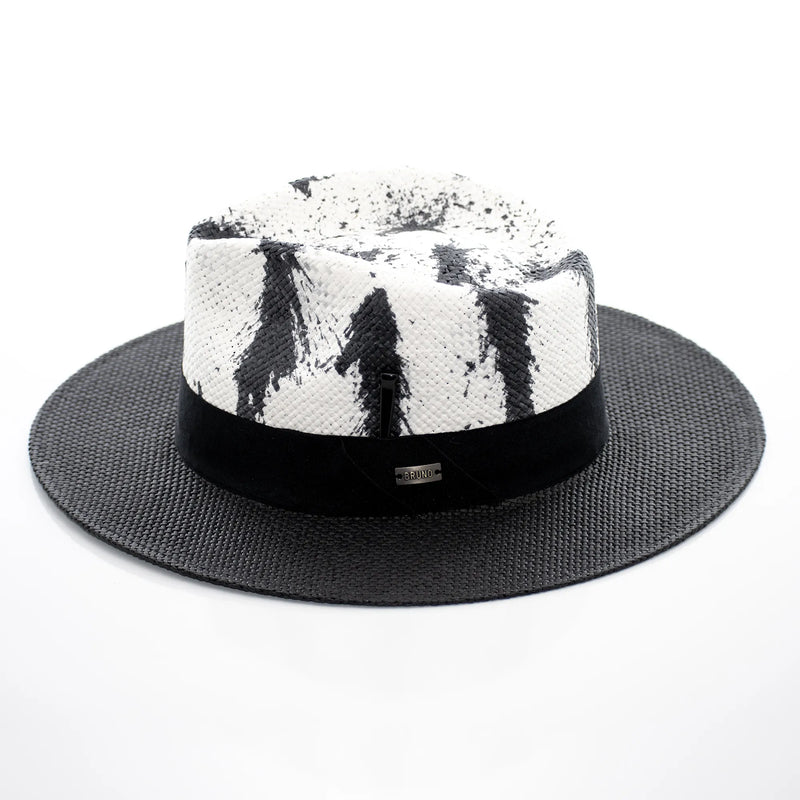 Hand-Dyed Flat Wide-Brim Straw Fedora