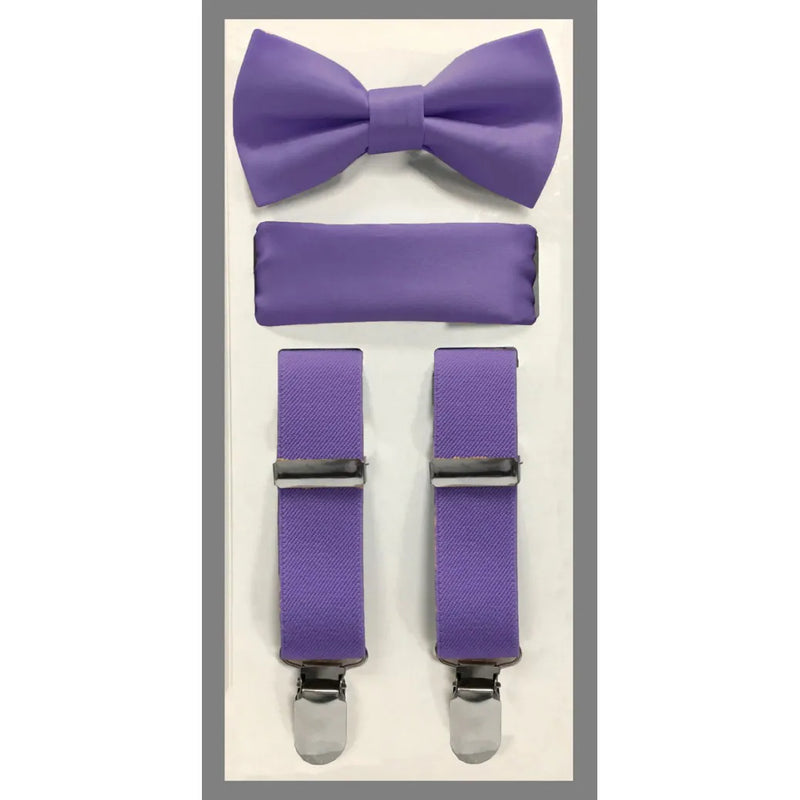 Kid's Clip Suspender Set w/ Bow Tie & Hanky