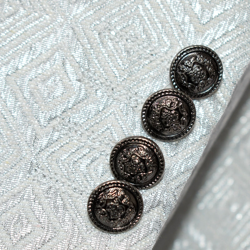 White Metallic 3-Piece Slim-Fit Tuxedo with Mandarin Collar