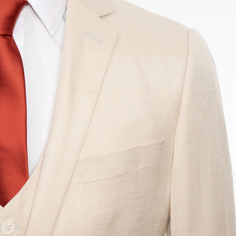 Natural Linen 3-Piece Tailored-Fit Suit
