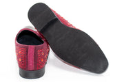 Burgundy Assorted Rhinestone Loafer with Metal Tip