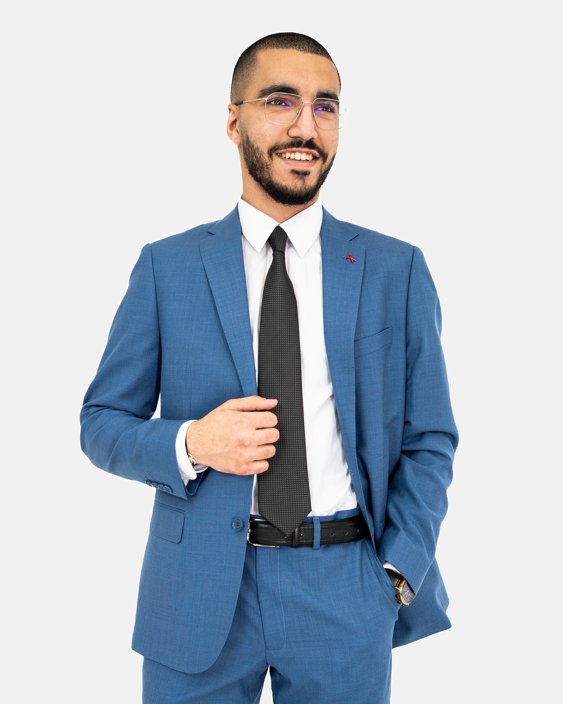 Lapis Blue 2-Piece Modern-Fit Wool Suit