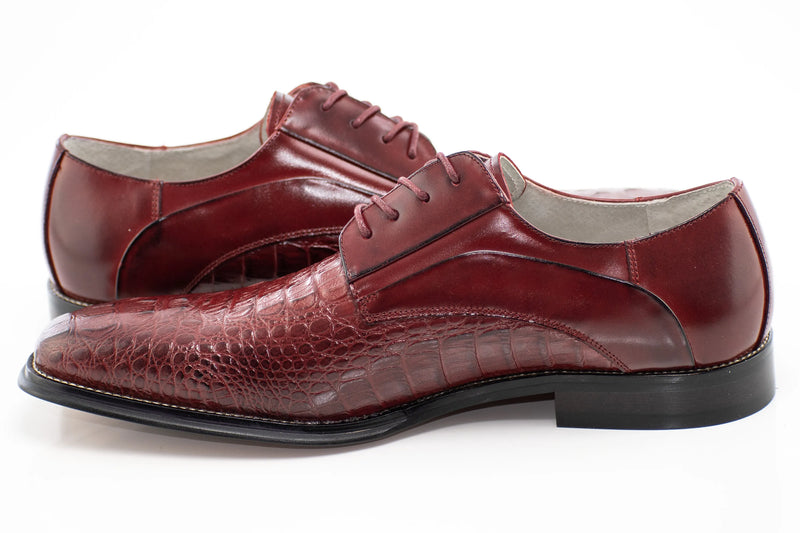 Crocodile Textured Leather Derby Dress Shoes