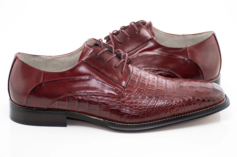 Crocodile Textured Leather Derby Dress Shoes