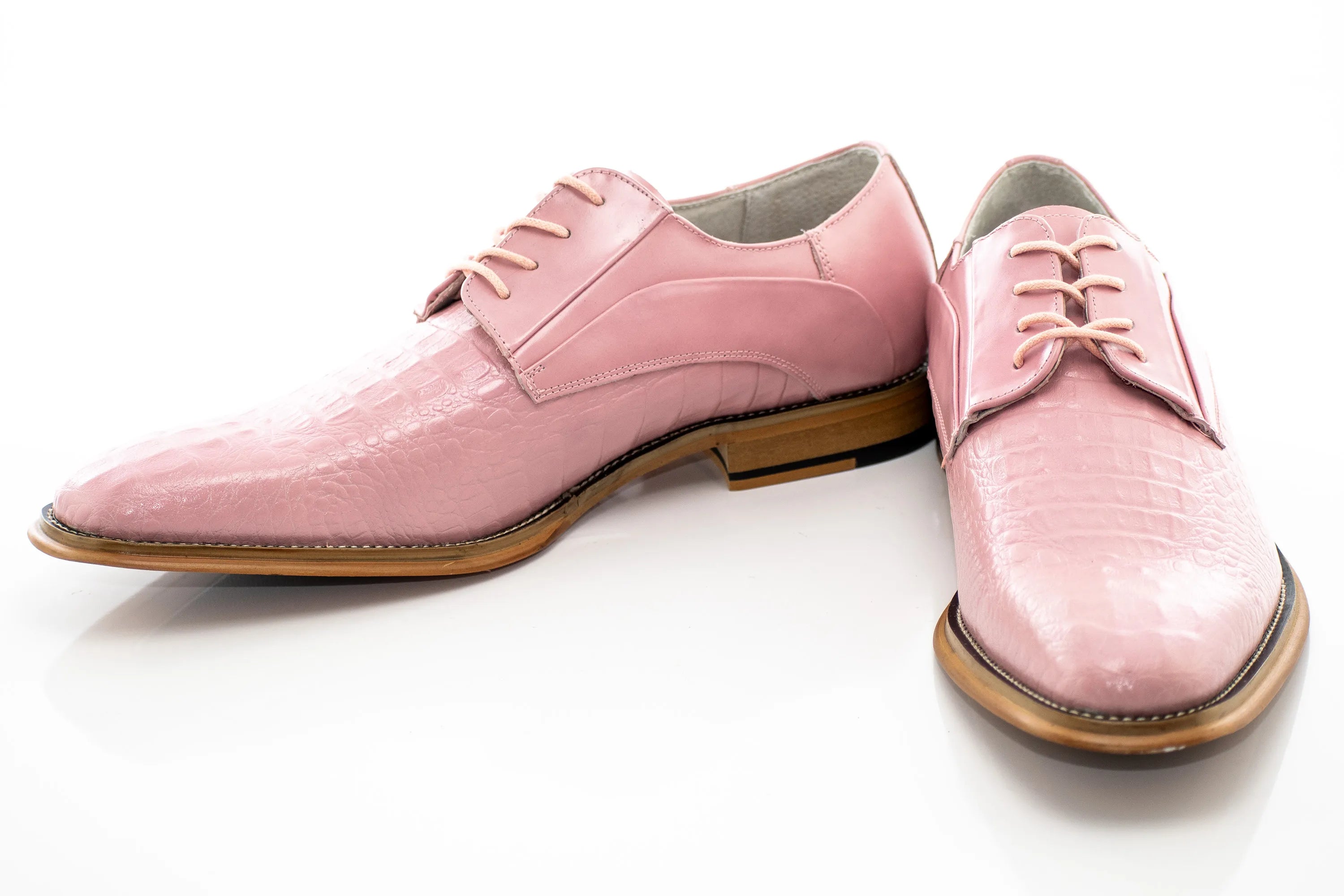 Crocodile Textured Leather Derby Dress Shoes