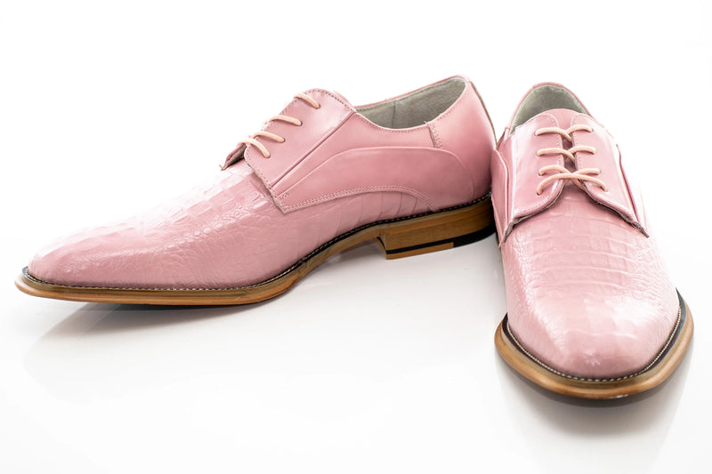 Crocodile Textured Leather Derby Dress Shoes