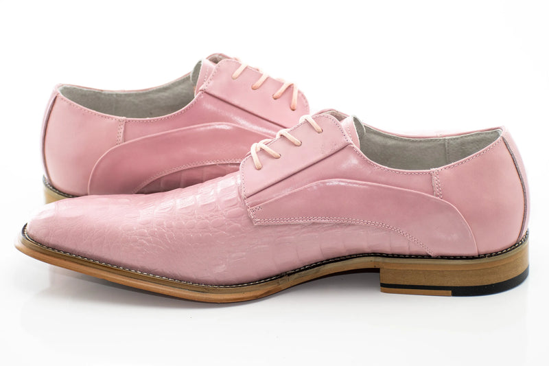 Crocodile Textured Leather Derby Dress Shoes