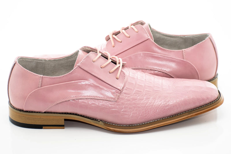 Crocodile Textured Leather Derby Dress Shoes