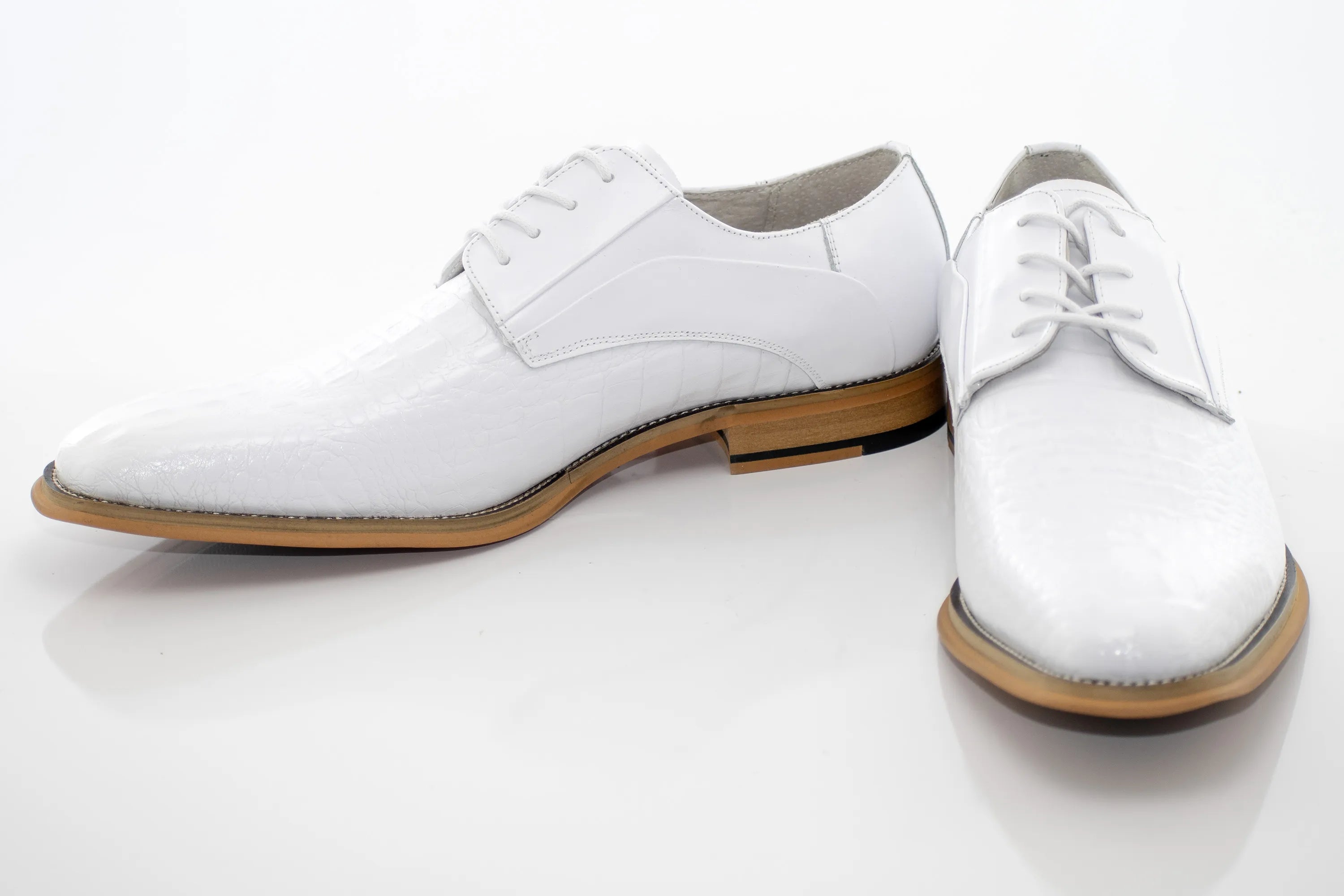 Crocodile Textured Leather Derby Dress Shoes