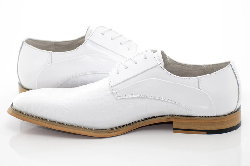 Crocodile Textured Leather Derby Dress Shoes