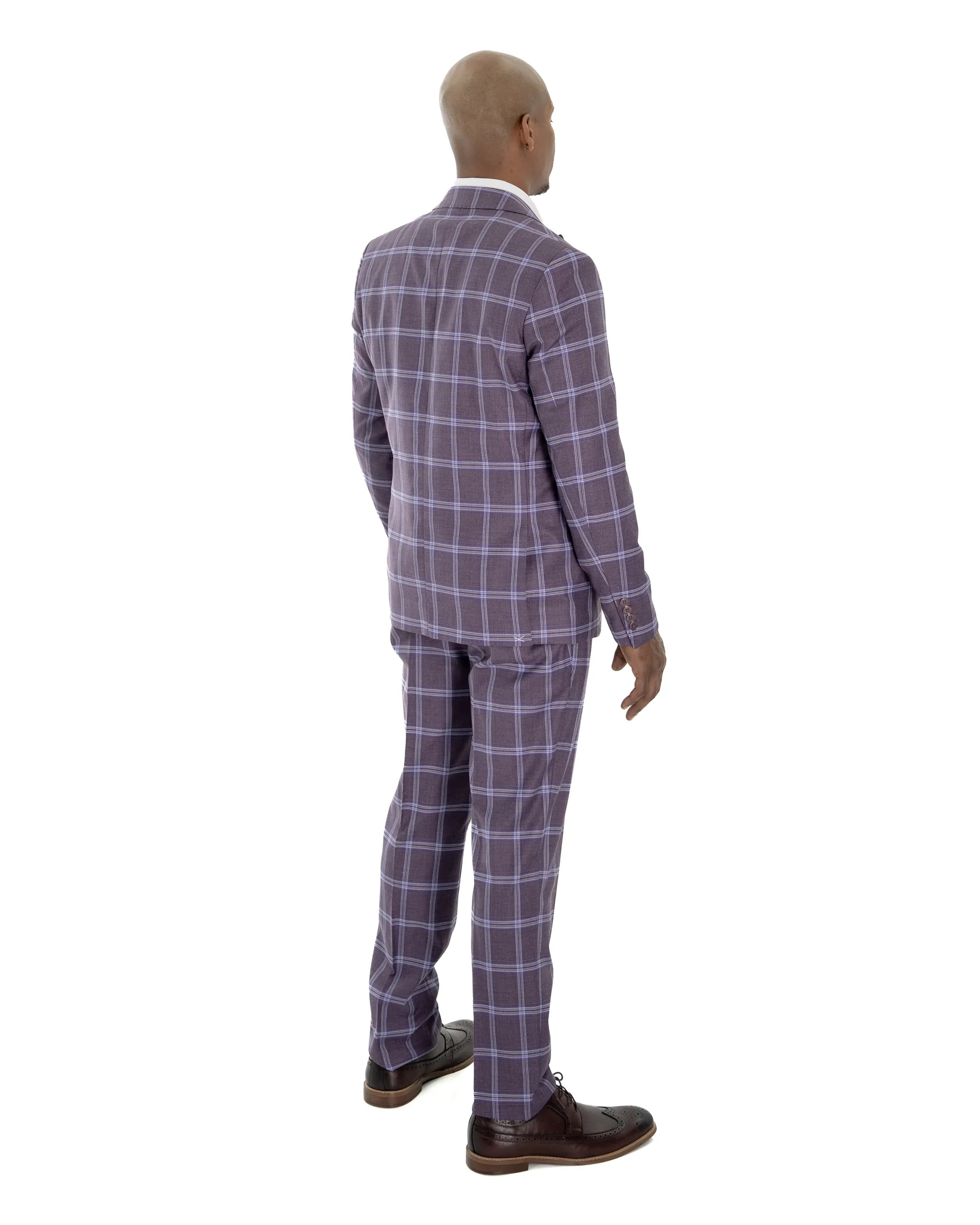 Purple Plaid 3-Piece Slim-Fit Suit