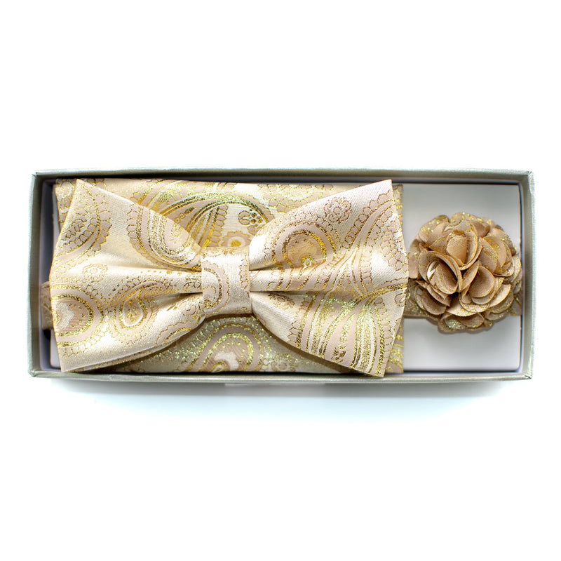 Metallic Paisley Bow Tie Set