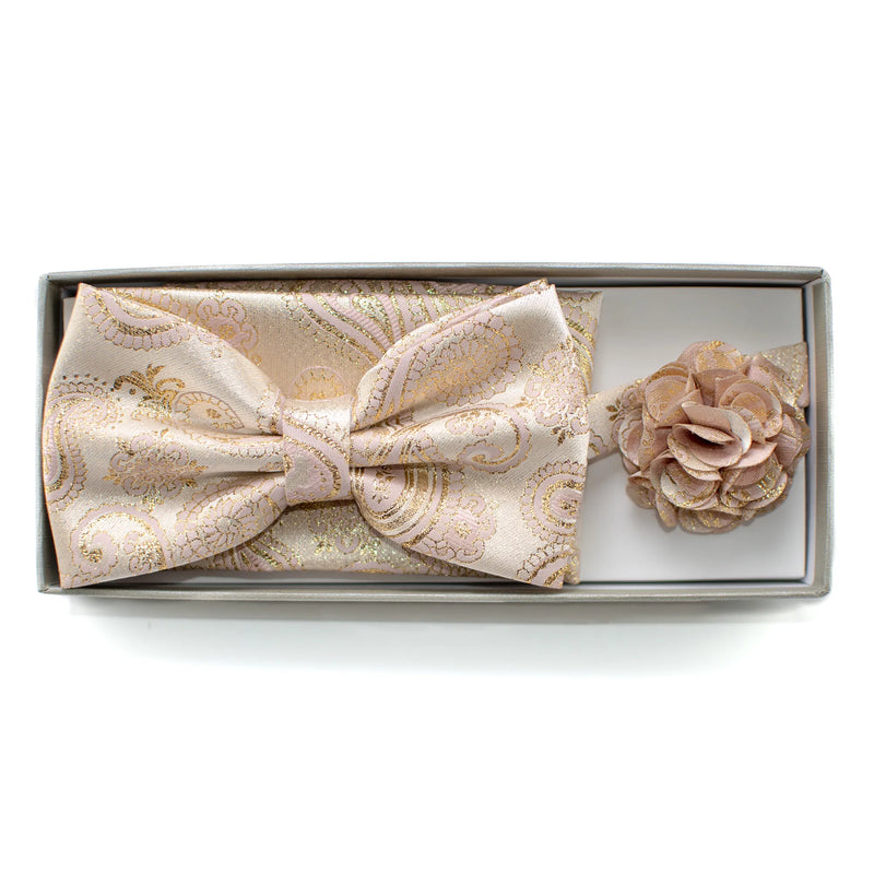 Metallic Paisley Bow Tie Set