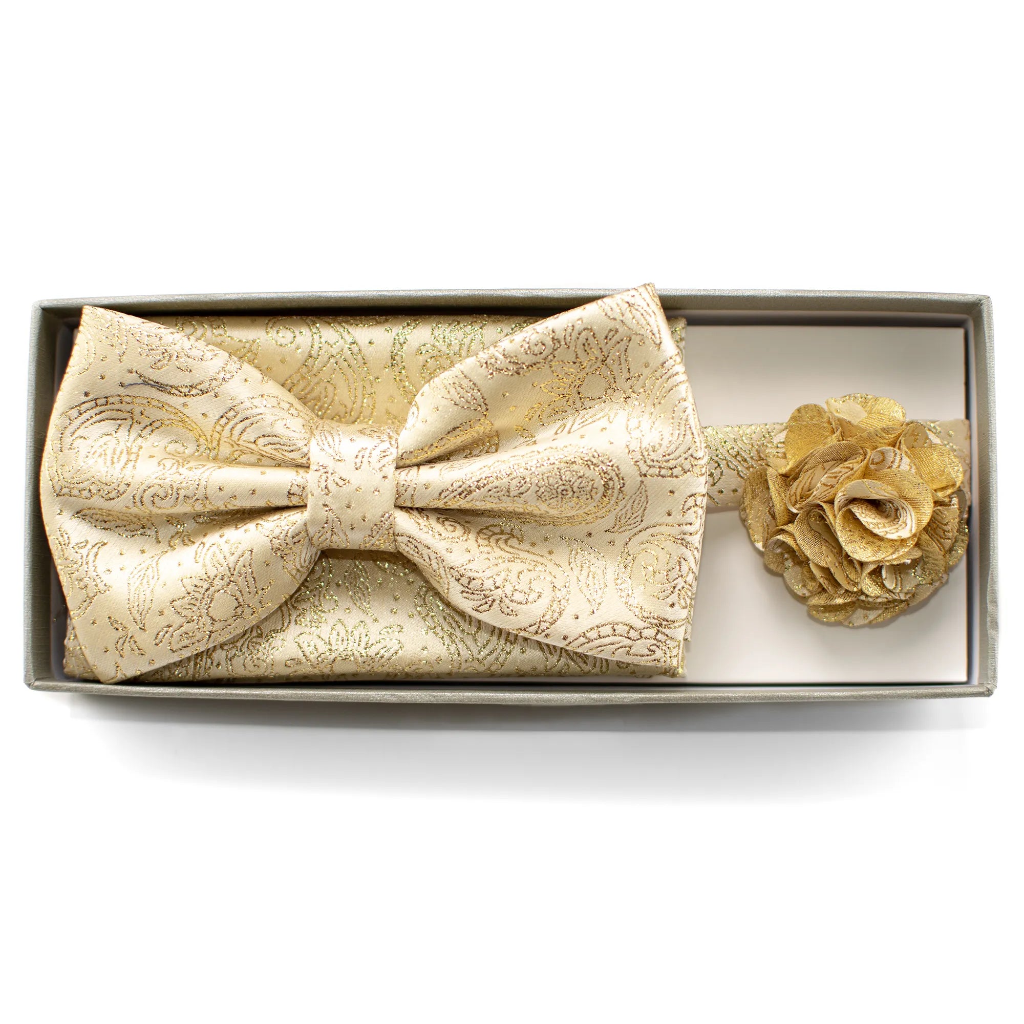 Metallic Paisley Bow Tie Set