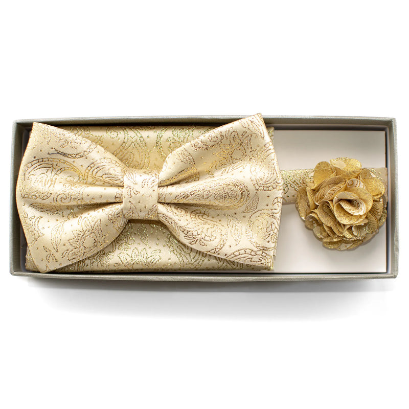 Metallic Paisley Bow Tie Set
