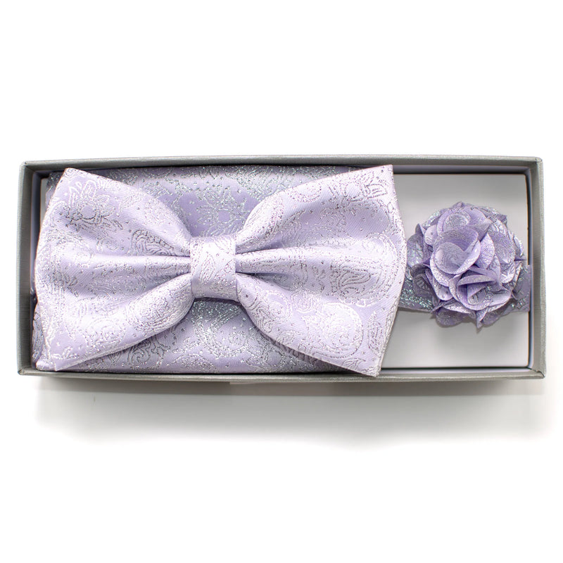 Metallic Paisley Bow Tie Set