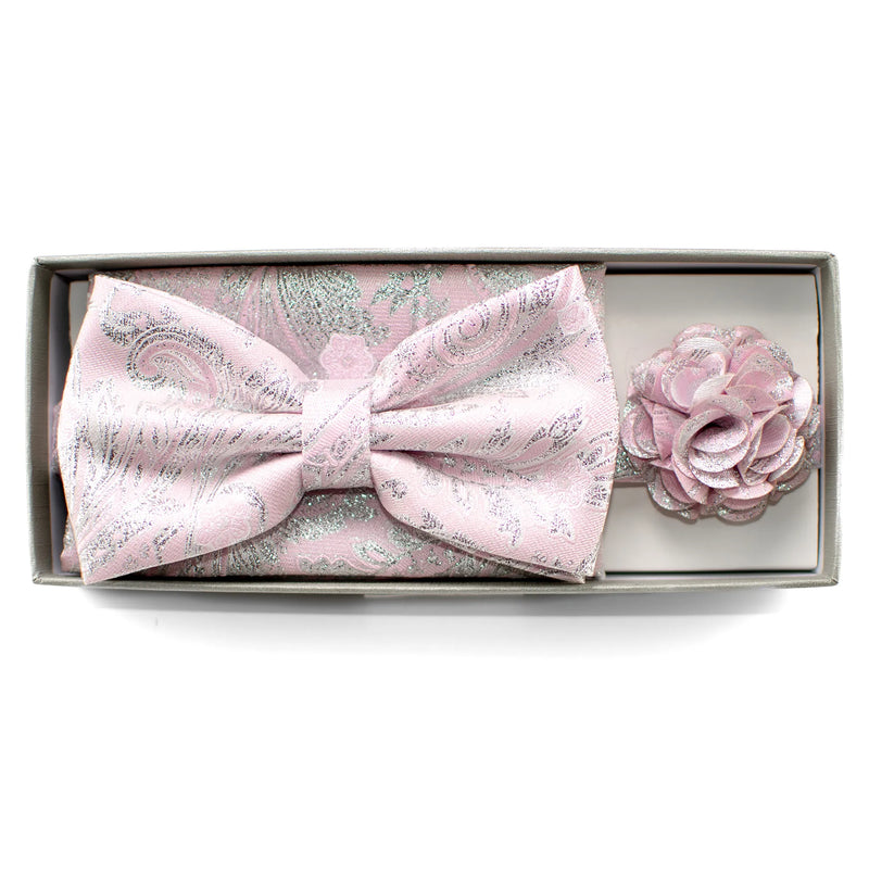 Metallic Paisley Bow Tie Set