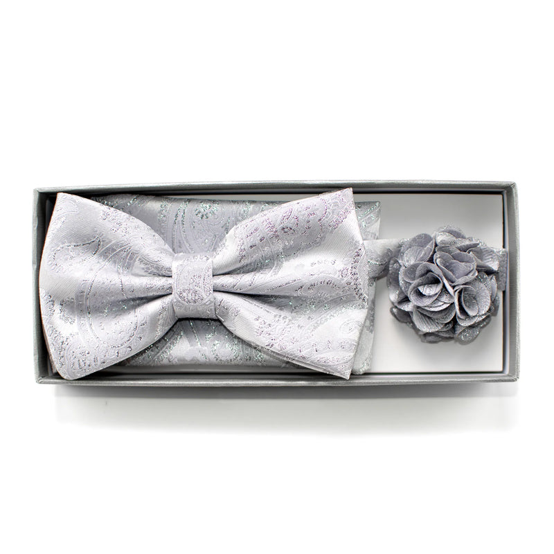 Metallic Paisley Bow Tie Set
