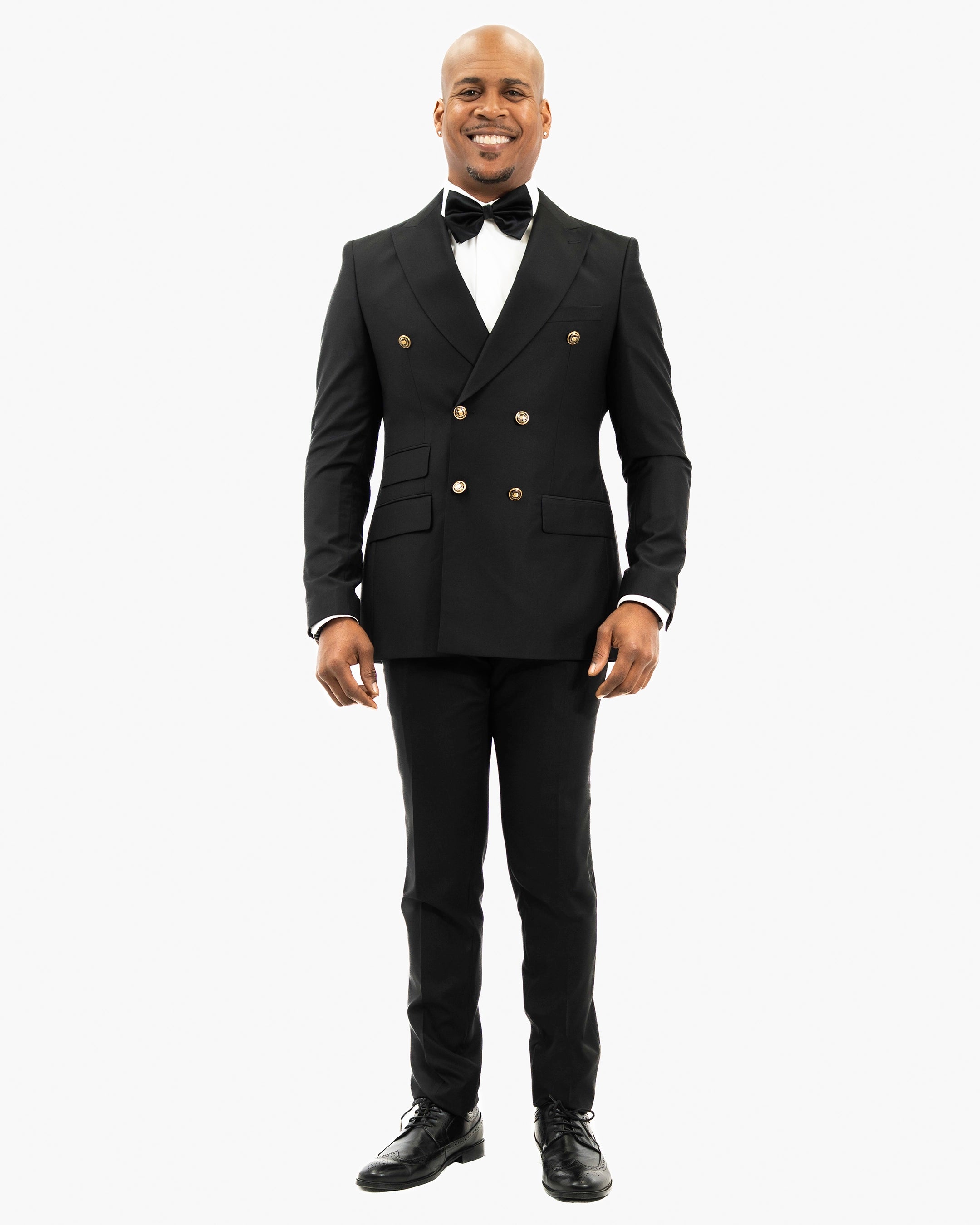 Black 2-Piece Double-Breasted Slim-Fit Suit