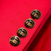 Red Double-Breasted 2-Piece Tailored-Fit Wool Suit