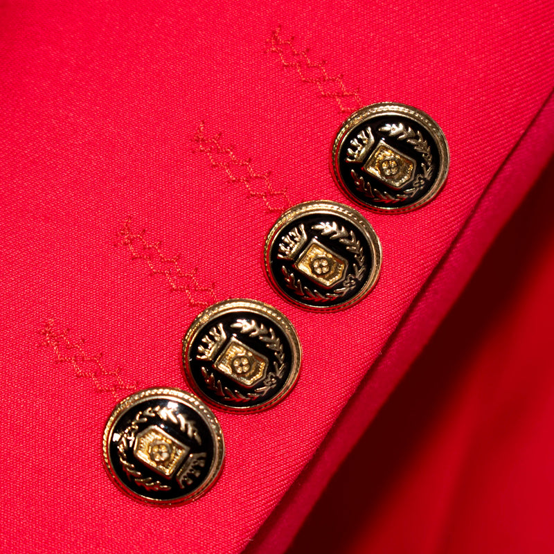 Red Double-Breasted 2-Piece Tailored-Fit Wool Suit