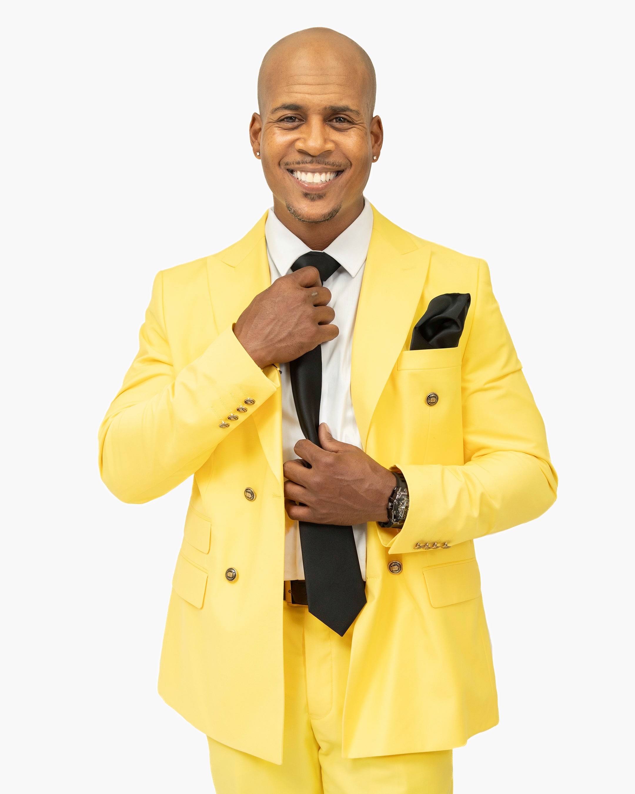 Yellow 2-Piece Double-Breasted Slim-Fit Suit