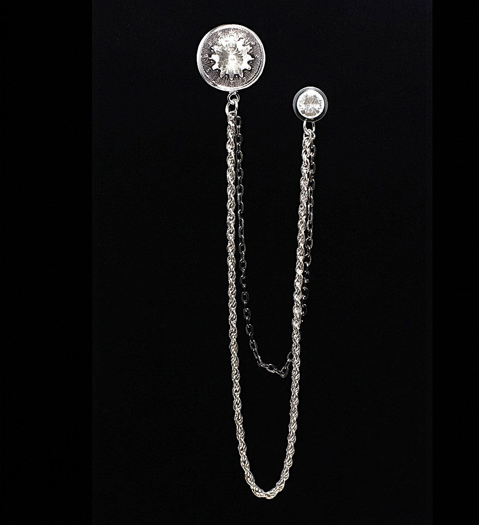 Chronos Motif Medium Chain Brooch Lapel Pin
