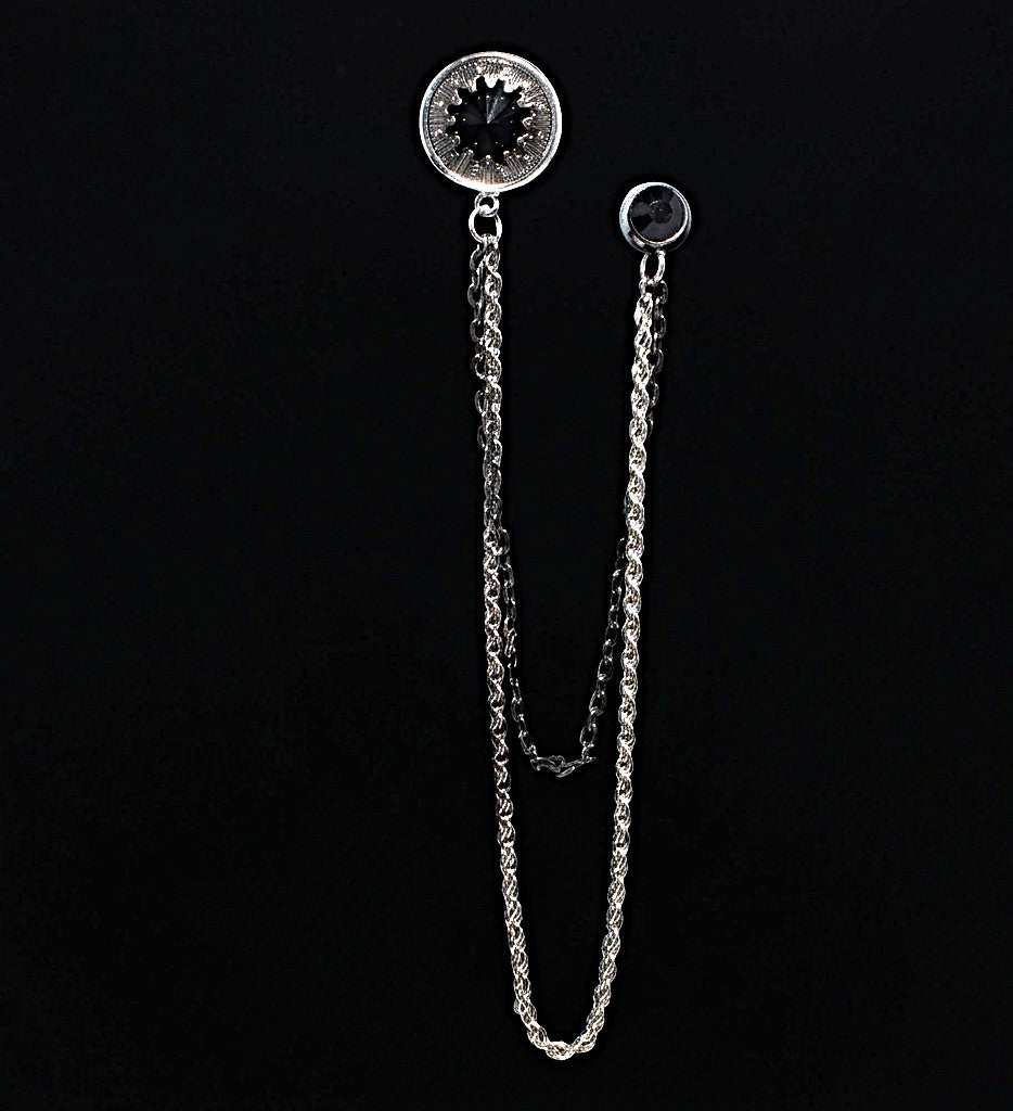 Chronos Motif Medium Chain Brooch Lapel Pin