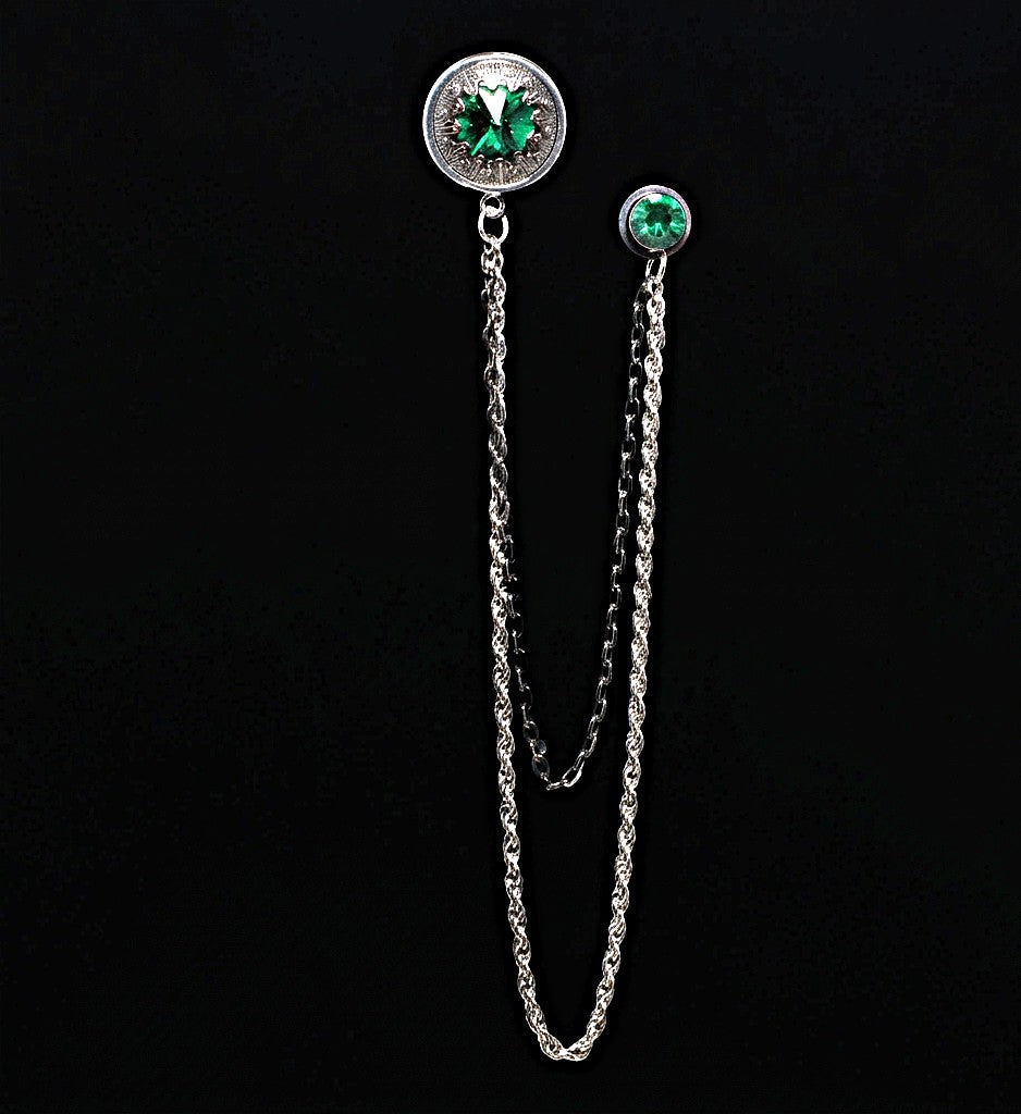 Chronos Motif Medium Chain Brooch Lapel Pin