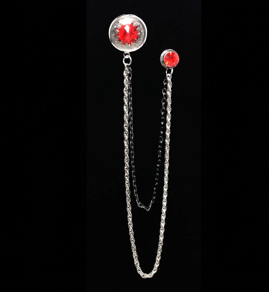 Chronos Motif Medium Chain Brooch Lapel Pin