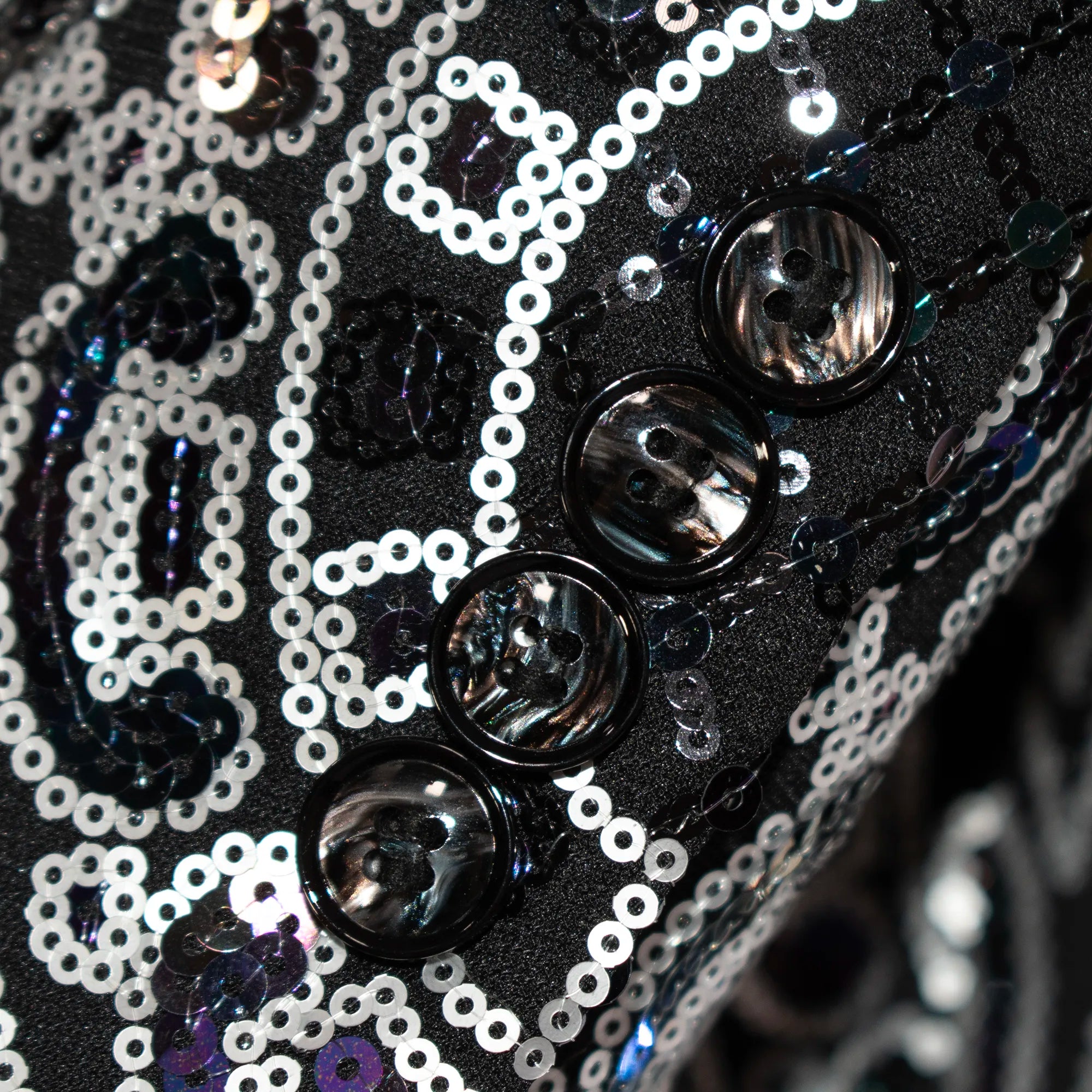 Black with Silver Sequined Modern-Fit Tuxedo Jacket