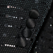 Black Rhinestone Modern-Fit Tuxedo Jacket