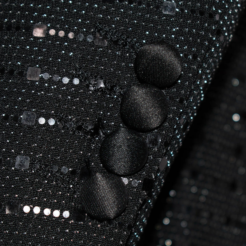 Black Rhinestone Modern-Fit Tuxedo Jacket