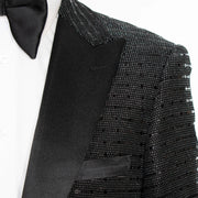 Black Rhinestone Modern-Fit Tuxedo Jacket