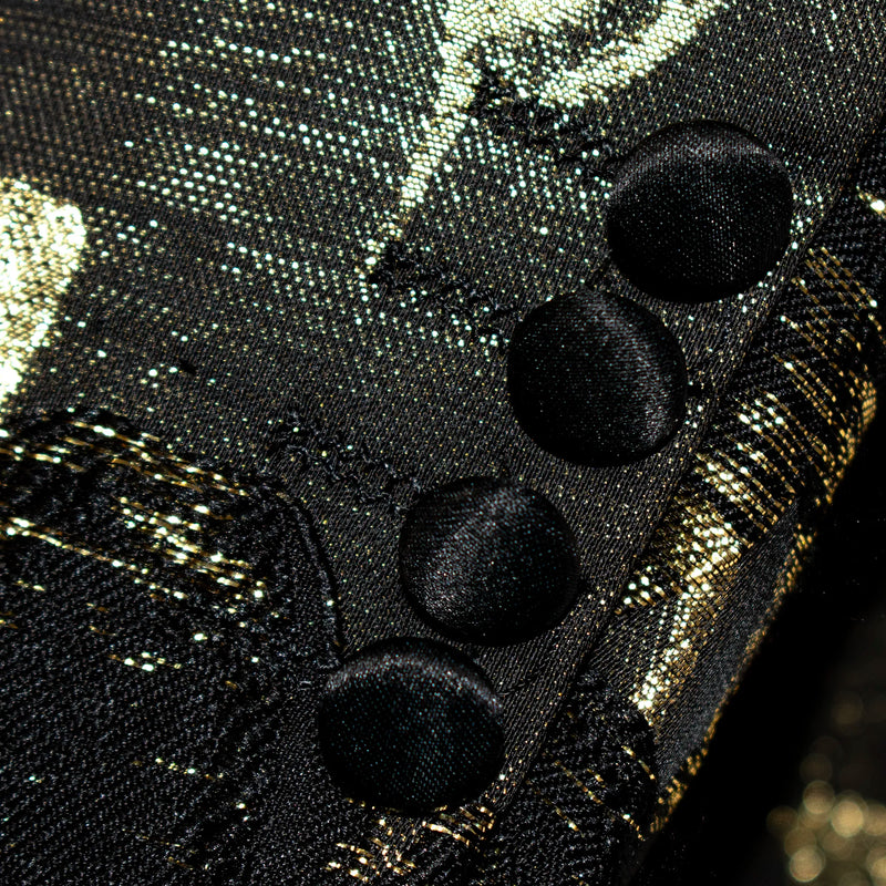 Black with Gold Flora Modern-Fit Tuxedo Jacket