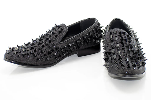 Black Glittered Spiked Loafer
