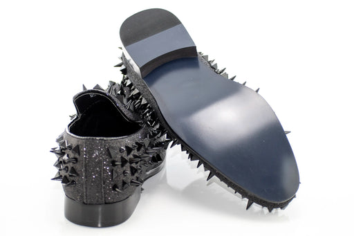 Black Glittered Spiked Loafer
