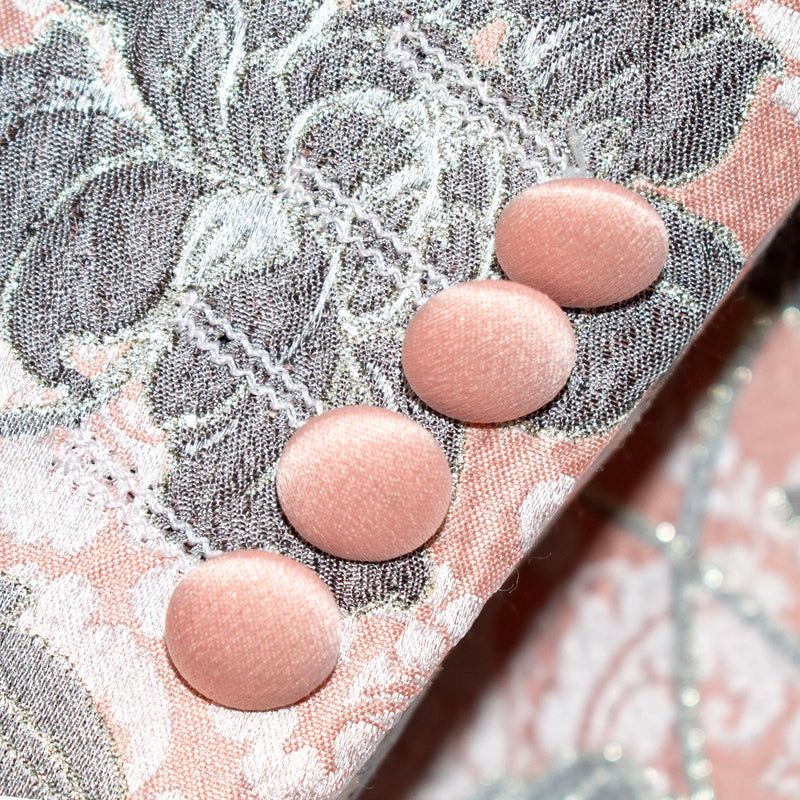 Pink Floral Motif 3-Piece Slim-Fit Tuxedo